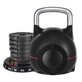 Kettlebell, Adjustable Kettlebell with 7 Weight Levels (5, 11.5, 18, 24.5, 31, 37.5, 44 lbs), Die-Cast Aluminum and ABS Material