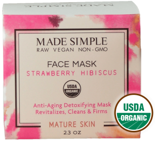 FACE MASK for Mature Skin - Organic Vegan Strawberry Hibiscus