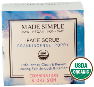 FACE SCRUB for Combination/Dry Skin - Organic Vegan Frankincense Poppy
