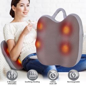 Cordless Lumbar Massager with 4 3D Kneading Nodes & Heating - 3 Intensity Levels, 2000mAh Battery - Relieves Muscle Soreness for Neck, Back