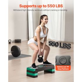 Aerobic Exercise Step Platform, 28-Inch Workout Aerobic Stepper, Height Adjustable Fitness Training Step Deck Trainer with 4 Risers